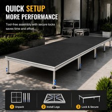 4x4ft/16x20ft Portable Stage Platform Folding Risers 24"-40" Extension Legs USA