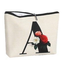 Personalized Initial Makeup Bag for Women, Monogram Cosmetic Bag, Birthday Gi...