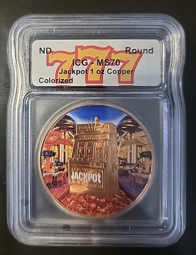 1 OZ .999 FINE COPPER COLORIZED LAST VEGAS COIN ROUND