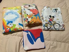 Vintage Disney Mickey Bed Sheets Twin Rainbow Bike 1 Fitted 2 Flat 1 Pillowcase