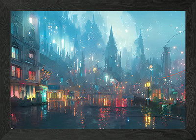 Dream Fantasy City Framed Wall Art Poster Canvas Print Picture