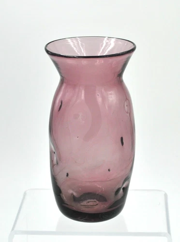 Vintage Blenko Glass Dimple Vase - Design #63B2 - Amethyst - 1963-Only Design