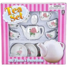 Imaginative 13-Piece Ceramic Tea Set   Perfect for Kids' Birthdays and Playdates