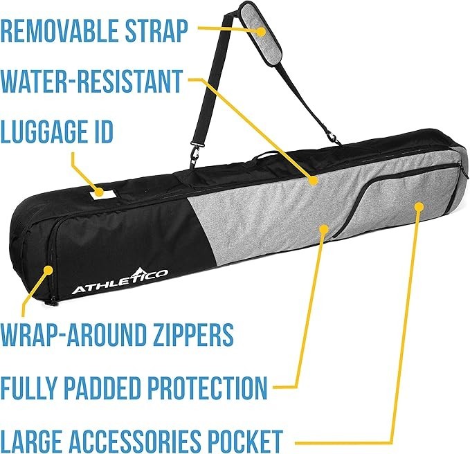 ATHLETICO Peak Padded Snowboard Bag - Travel Bag for Single Snowboard and Snowbo