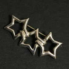 EGA TIFFANY&CO. Silver 925 Triple Open Star Brooch/2BK0521