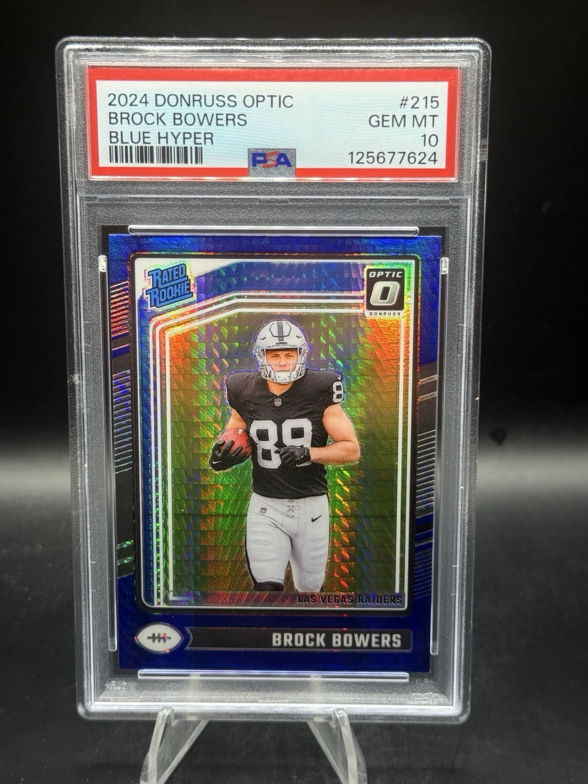 Brock Bowers Panini Donruss Optic #215 Blue Hyper