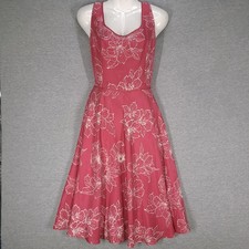 Adrianna Papell Dress Womens 10 Pink Floral Silk Fit Flare Sundress Knee Length