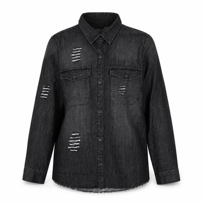 I Saw It First Damen Basic Knopfleiste Größe 8 UK '' schwarz Kragen Langarm