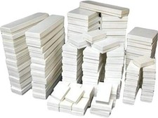 -50 pack Assorted Size White Paper Cardboard Cotton Filled Jewelry Gift Box f...