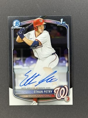 2025 Bowman Draft Ethan Petry 1st Bowman Chrome Auto, 2nd round pick, Nationals
