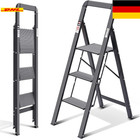 Aluminium Leiter mit Handlauf | Klappbar bis 150 kg | Rutschfest