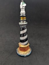 Vintage Old World Christmas Lighthouse Glass Ornament Cape Hatteras style 5.6"
