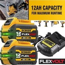 2Pack 12.0Ah for DeWalt FLEXVOLT 20V/60V MAX Battery Lithium-ion DCB609 /Charger