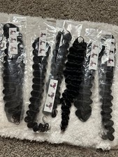 100 Human hair Deep Wave Feathers crochet hair 18 1B 6 BUNDLES FOR FULL HEAD