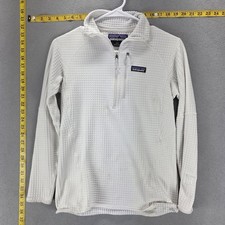 Patagonia Jacket Womens Small White R1 Pullover Polartec Grid Fleece 1/4 Zip