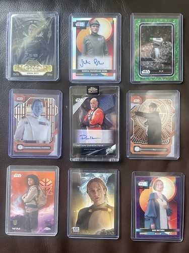 Topps Star Wars Trading Cards 9-Card Lot (Autos, Numbered, Short Prints)