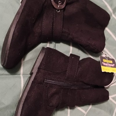 Dollar General Girls Black Ankle Bootie Boots Zipper Buckle US Size 11