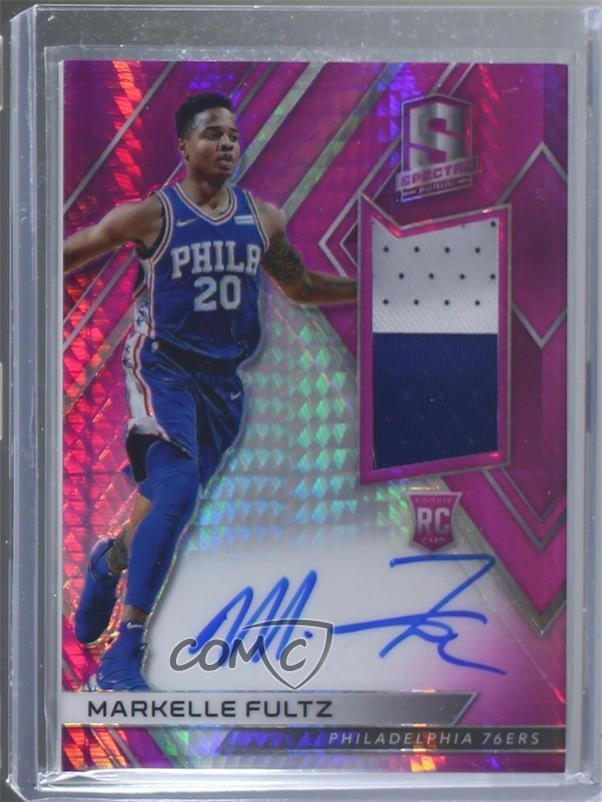 2017 Spectra Jersey Neon Pink Prizm 15/25 Markelle Fultz #102 Rookie Auto RC 2h4