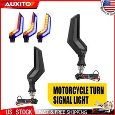 Motorcycle Turn Signal Light LED Indicator Amber Blue Blinker Running Universa H