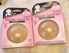 x2 Hollywood Fashion Secrets Silicone Nipple Concealing Coverups Medium Tone