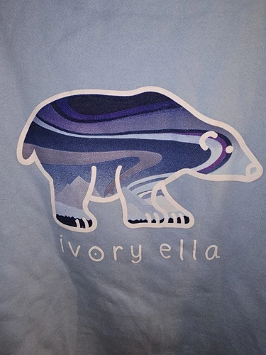 OFF WHITE Felpa con cappuccio avorio Ella orso polare aurora boreale media donna blu logo grafico