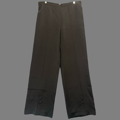 Agnona Wide Leg Silk Trousers Womens Size EU 48 US 12 Black Quiet Luxury Career