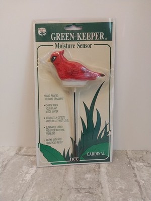 Vintage Red Cardinal Bird Soil Moisture Sensor Chirping Green Keeper For Plants 