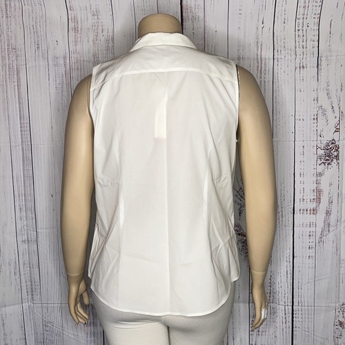Talbots Petites Tanktop Shirt neu mit Etikett Größe 16P weiß knitterarm Knopfleiste - Bild 3 von 4