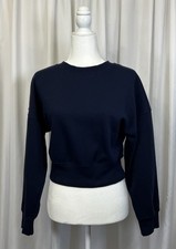 Junior's Size M Cropped Navy Blue Sweatshirt Fleece Lined Wild Fable
