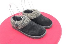 Clarks Womens Slipper Suede Leather Knitted Collar Clog Slippers - Black 7 M