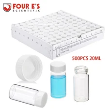 500PCS 20mL Glass Vials Scintillation Vial Liquid Sample Vials Cone Shaped Liner