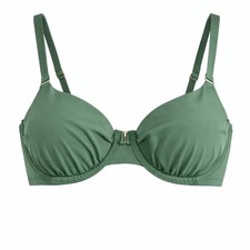 Shade  Shore Olive Green Underwire Bikini Top Removable Pads Size 38D NWT