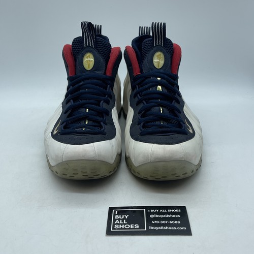 Size 10.5 - Nike Air Foamposite One PRM Olympic White Blue Suede (575420-400) - Afbeelding 2 van 8