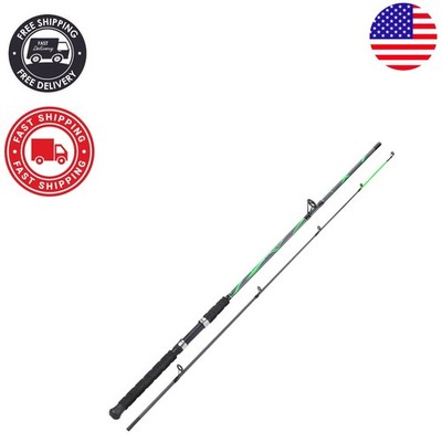 Ergonomic Green Spinning Rod | 7'0'' Fiberglass Pole with Smooth Casting Guides