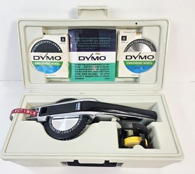 Vintage DYMO 1550 Embossing Label Maker w/ Case, 3 Wheels, and 3 Tapes - Tested