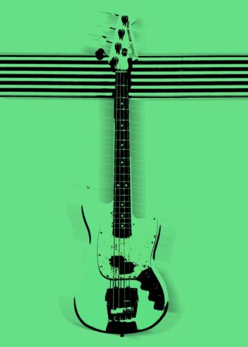 Guitare basse Fender Mustang art imprimé classique américain - Photo 1 sur 1