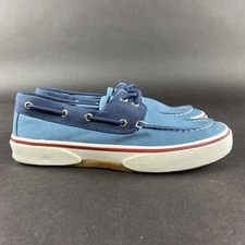 Sperry Men's Halyard 2-Eyed Memory Foam Nautical Navy Blue Boat Shoe Size 8