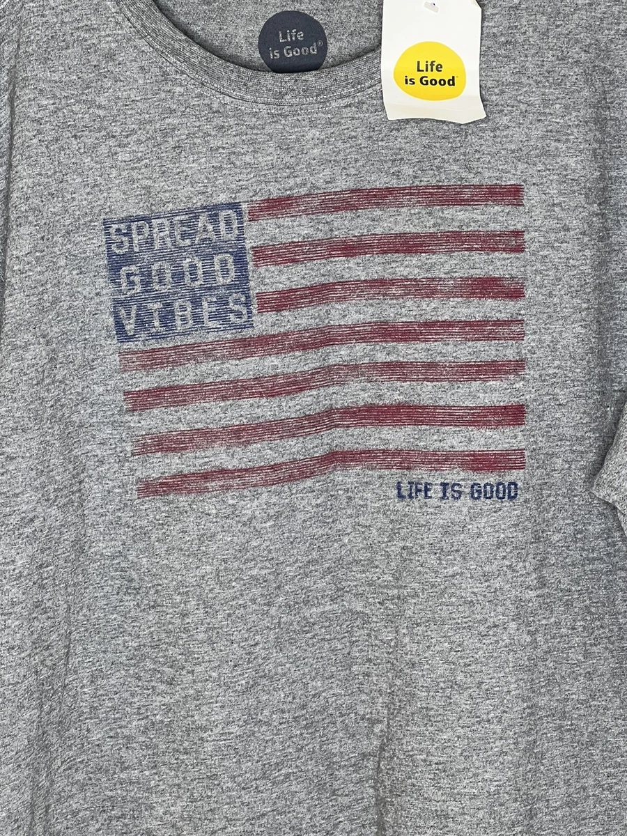 Life is Good Men's L Good Vibes Flag America USA T-Shirt NEW WITH TAGS