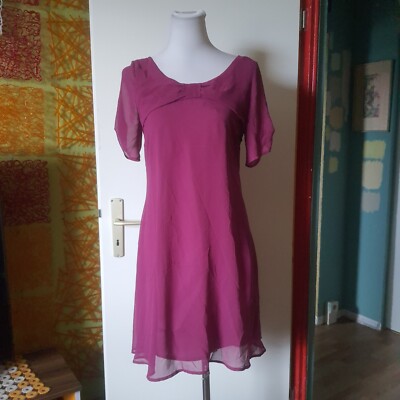 Himbeerrosa Chiffon Partykleid Rückenfrei Silvester Chic, Marks & Spencer 38 neu