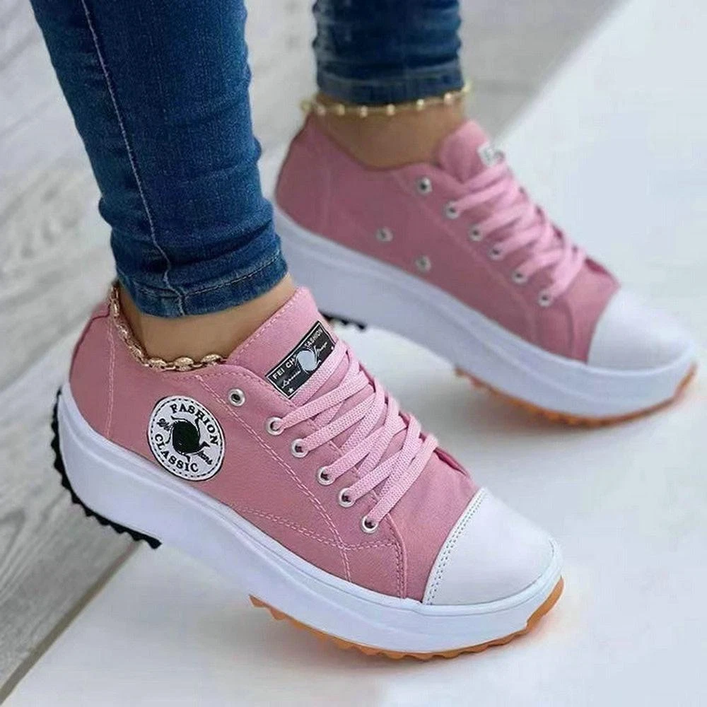 Zapatos De Lona Transpirables Para Mujer Zapatillas Deportivo Moda Suela  Gruesa