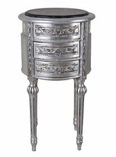 Nachtschrank Barock Silber Kommode rund Nachtkommode Nachttisch Nachtkonsole 