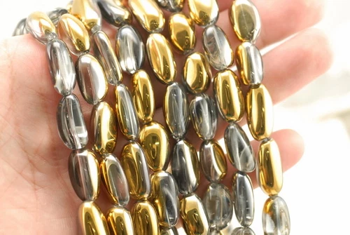 CUENTAS SUELTAS PIEDRAS PRECIOSAS CUARZO CRISTAL ORO TITANIO 18X10 MM 7 pulgadas - Imagen 4 de 4