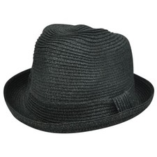 Black One Size Medium-Large Paper Fedora Stetson Homburg Bowler Flip Bowl Hat