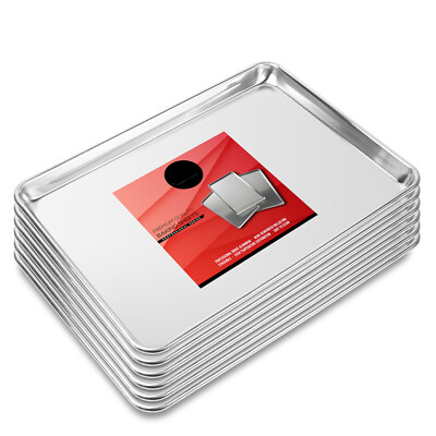6 Pack - 13'' x 18'' Cookie Baking Sheets Aluminum Jelly Roll Trays Quarter Sheet
