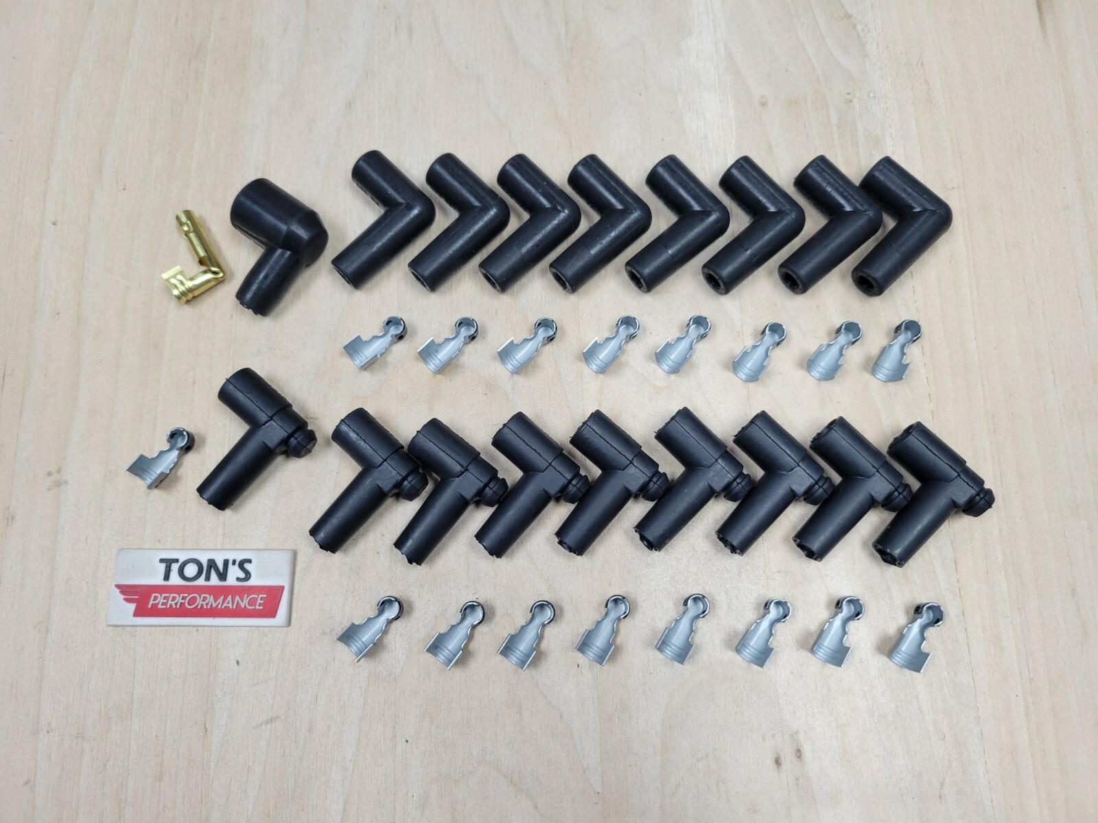 8 Cylinder v8 8mm 90* Rubber Spark Plug Boot Kit Steel Ends Coil Wire HEI style eBay