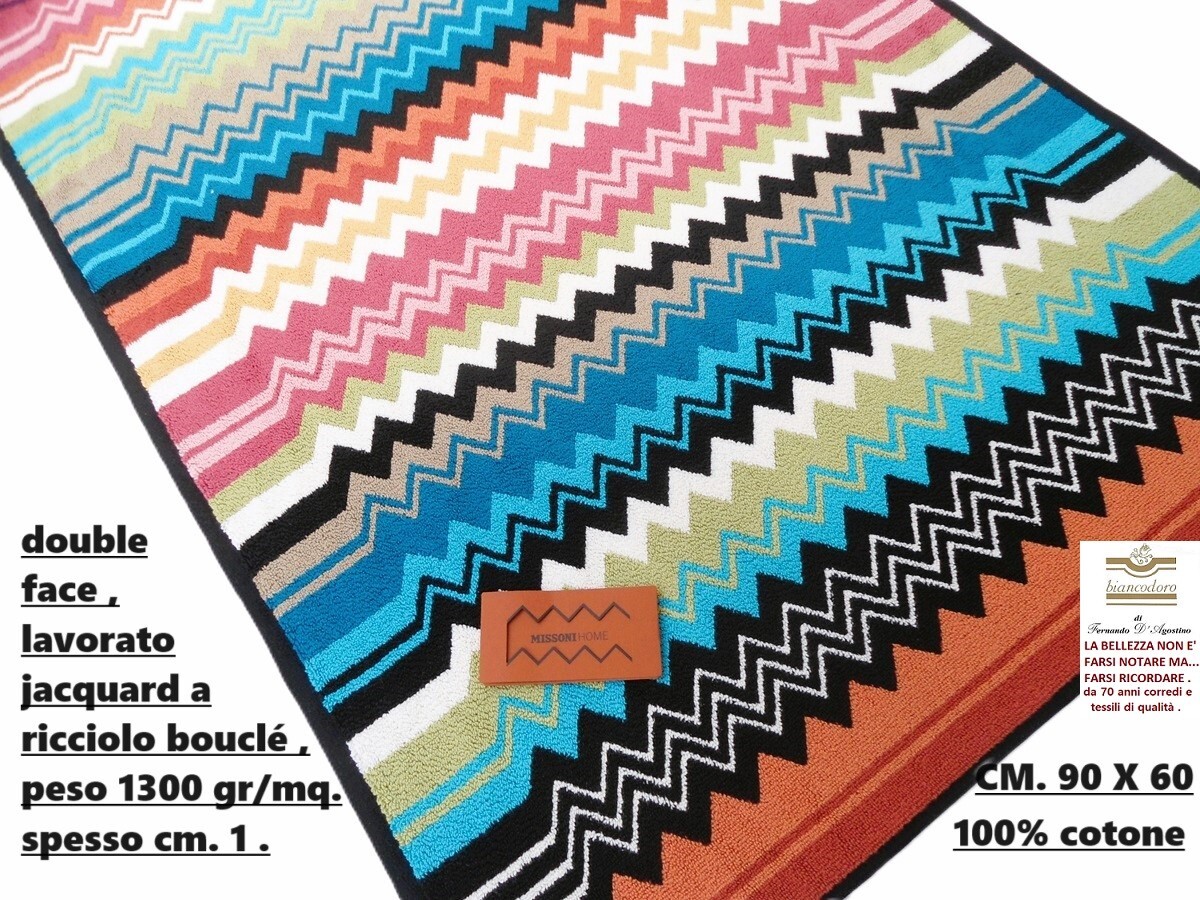 Missoni Bathroom Kitchen Rug Double Face, Heavy 1300 Gr/Mq 90 X 60