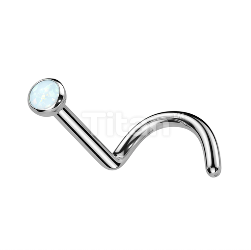 Opal Corkscrew Nose Stud - Picture 3 of 3