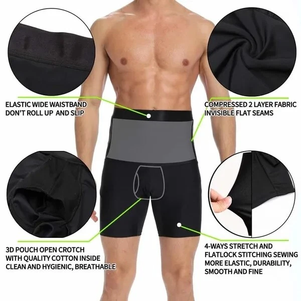 Pantalones cortos boxer de compresión de cintura alta para hombre para adelgazar el cuerpo modelador base Foto 4 de 4