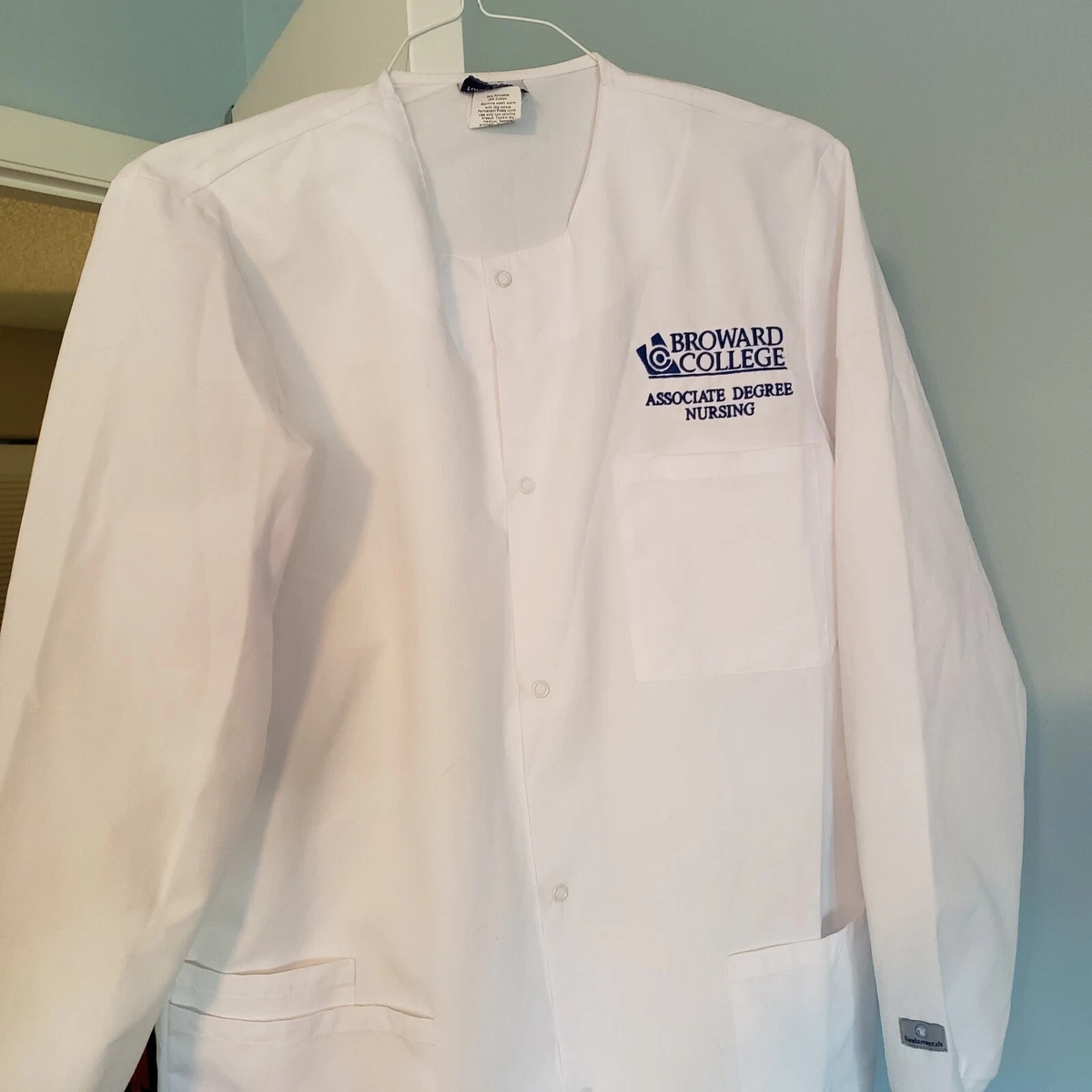 BROWARD COLLEGE ASSOCIATE DEGREE NURSING STUDENT LAB COAT SMALL LONG KNIT SLEEVE