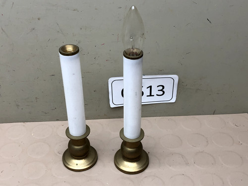 Vintage Battery Operated Candle Lights Gold Base Window Candles Lot of 2
